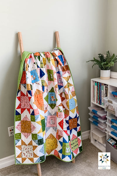 Square Burst Quilt Pattern by Julie Burton of Running Stitch Quilts. Made with Curiosity by Sandra Clemons for Michael Miller Fabrics. 