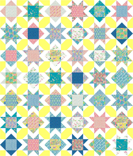 Square Burst quilt pattern, cornerstones version