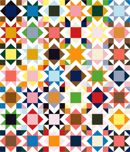 Square Burst quilt pattern, super scrappy version