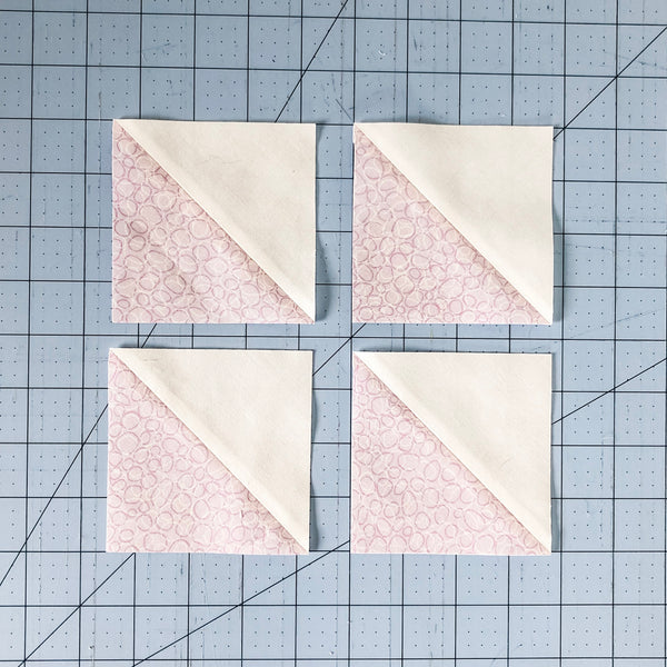 4 at a time HST tutorial - easy to follow with lots of pictures - by Julie of Running Stitch Quilts