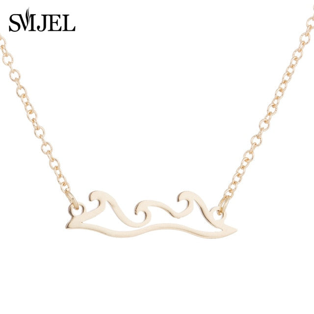 Smjel Stainless Steel Wave Necklaces Pendants Beach Wedding
