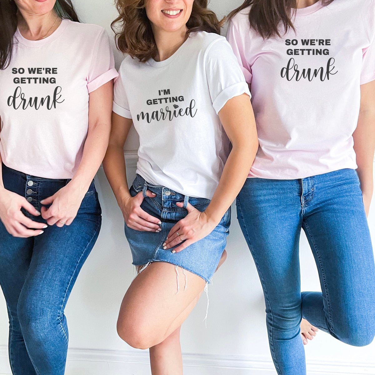 Ladies hen party t-shirts tops Bride Bridesmaid Mother of the bride hot pink 