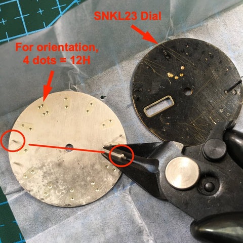 Removing unwanted dial legs to fit SEIKO movements