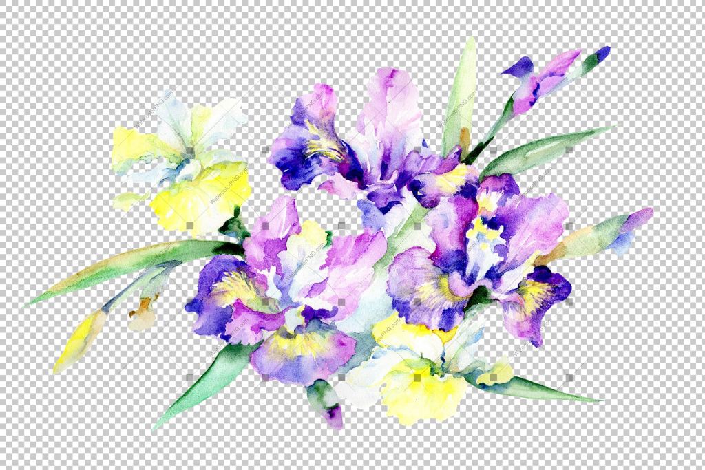 Flowers PNG Purple bouquet watercolor set – WatercolorPNG