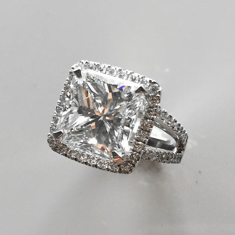 6.00 Carat + Radiant H Color VS2 Clarity Diamond Halo Wedding Ring