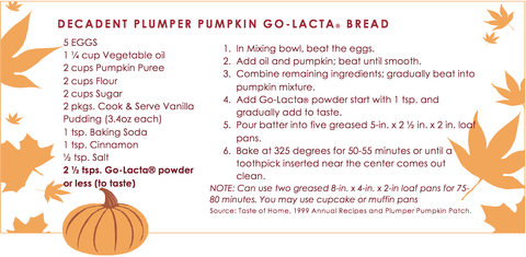 Go-Lacta Pumpkin Bread Recipe