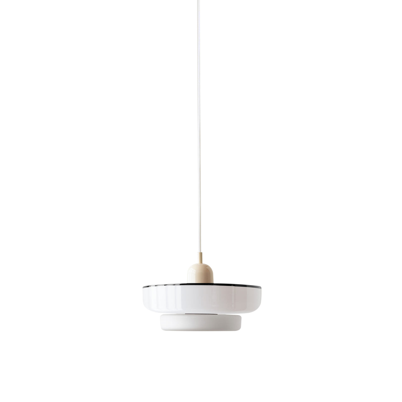 Reverse Disc Puck Pendant: Opaline + Black + Bone