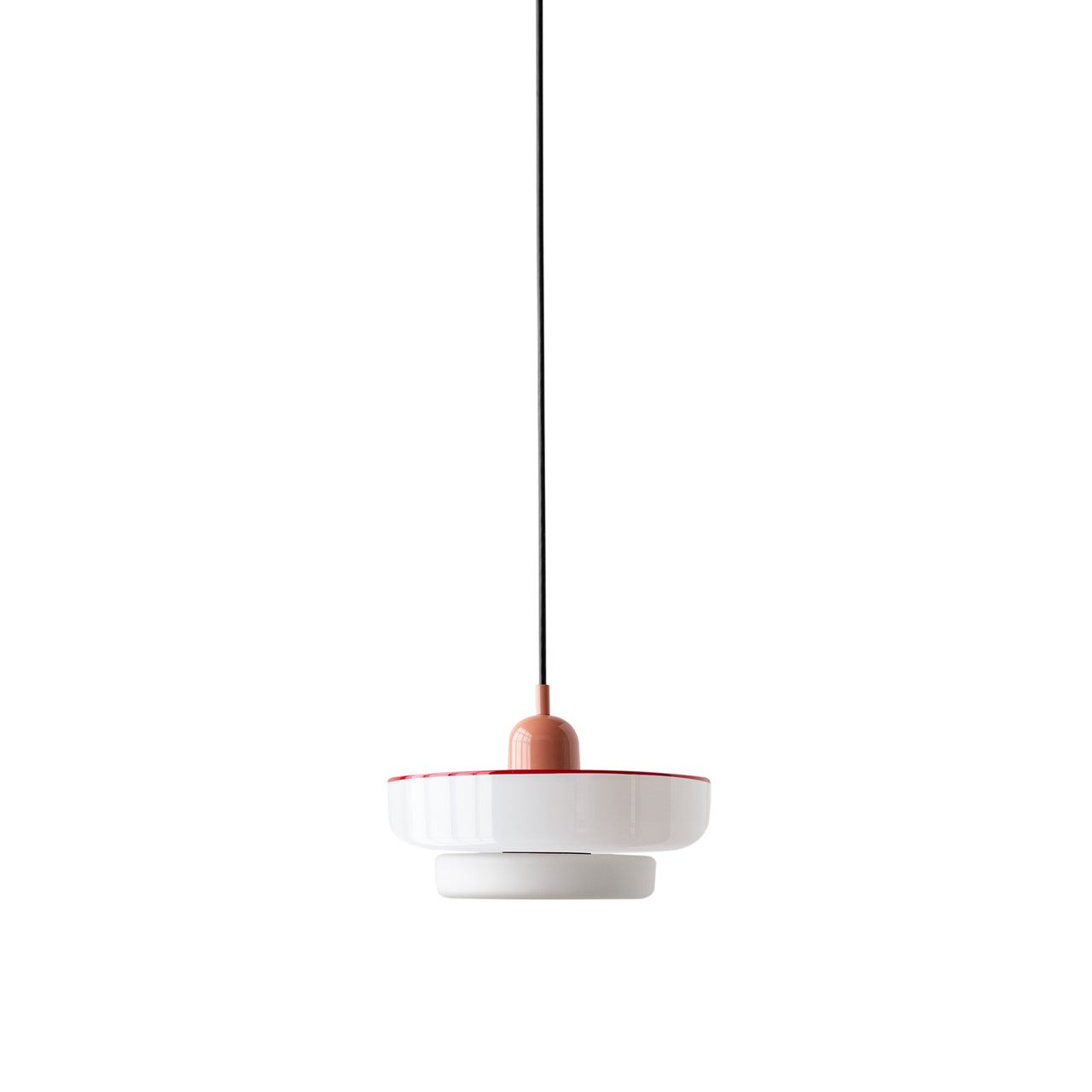 Reverse Disc Puck Pendant: Opaline + Red + Peach