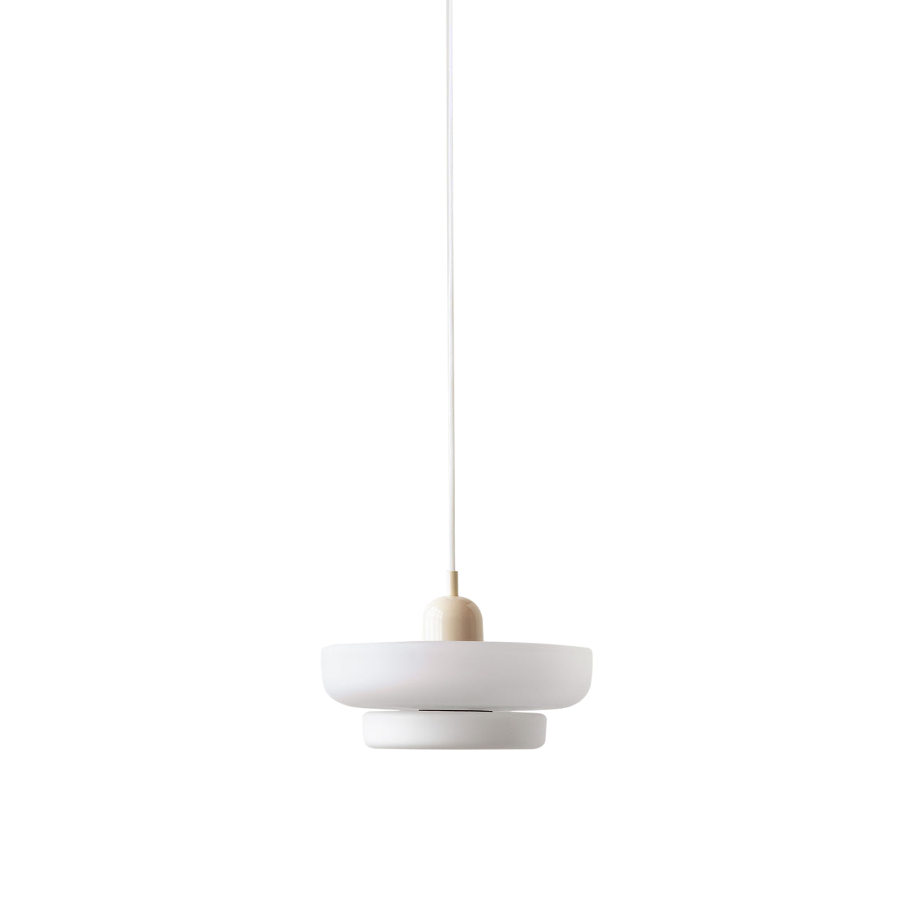 Reverse Disc Puck Pendant: Sand Blasted White + Bone