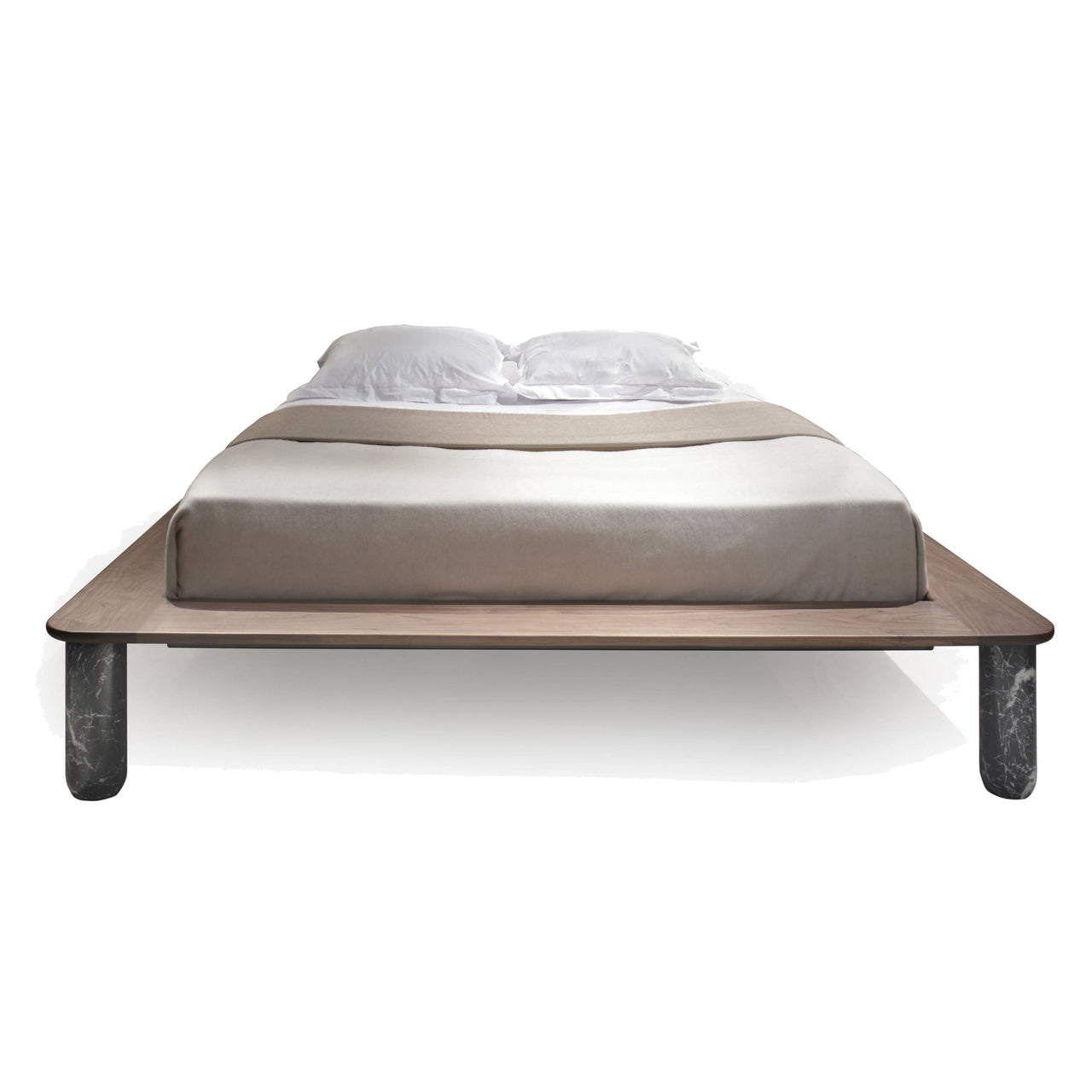 Sunday Bed: Walnut + Black Marble + Without Headboard