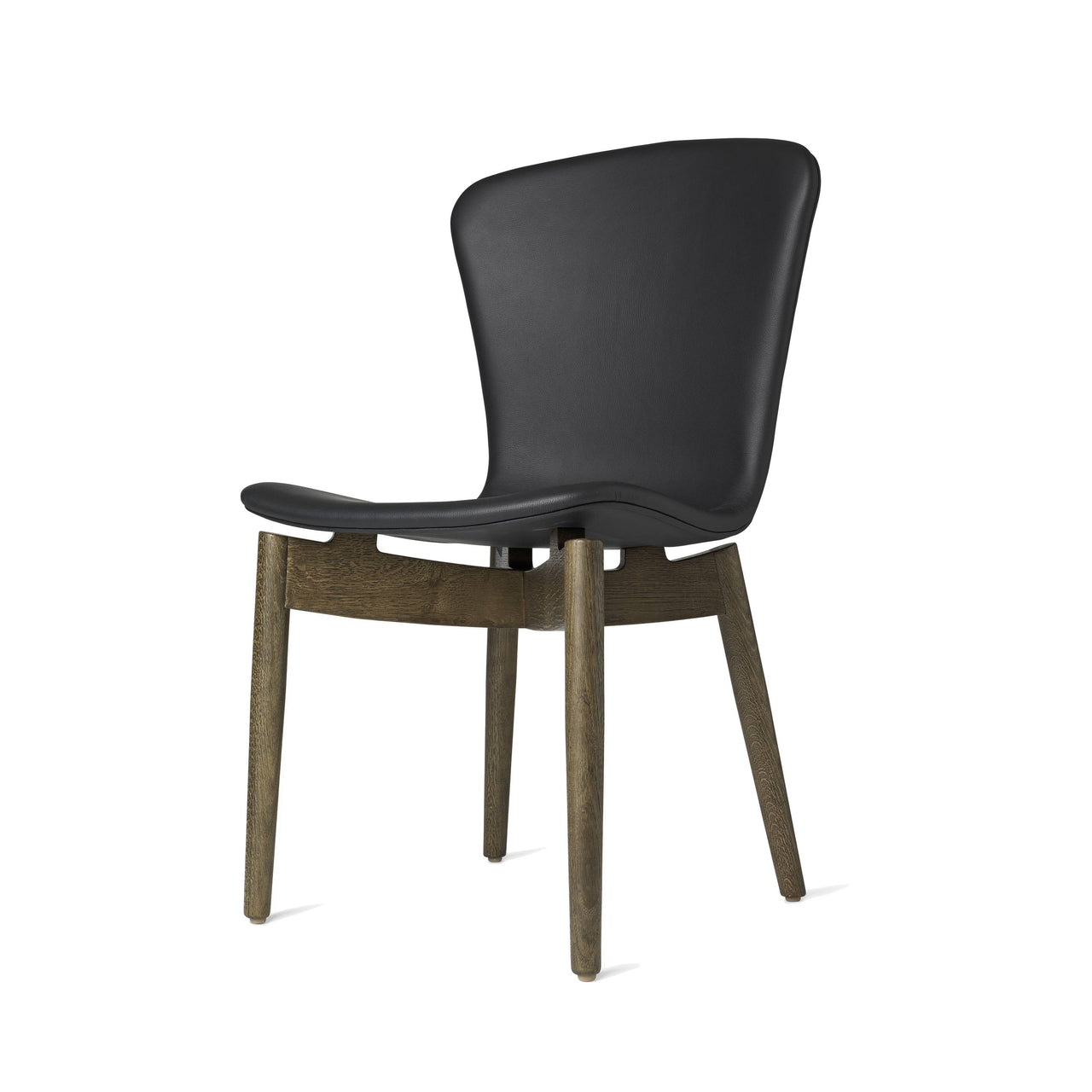 Shell Dining Chair: Sirka Grey Oak + Ultra Black Leather