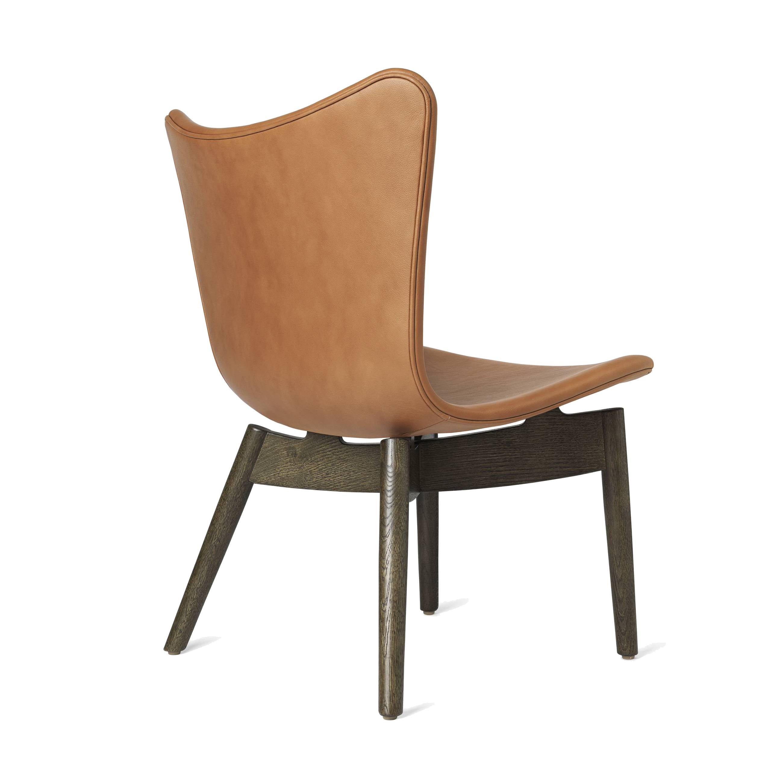 Shell Lounge Chair: Ultra Brandy Leather + Sira Grey Oak