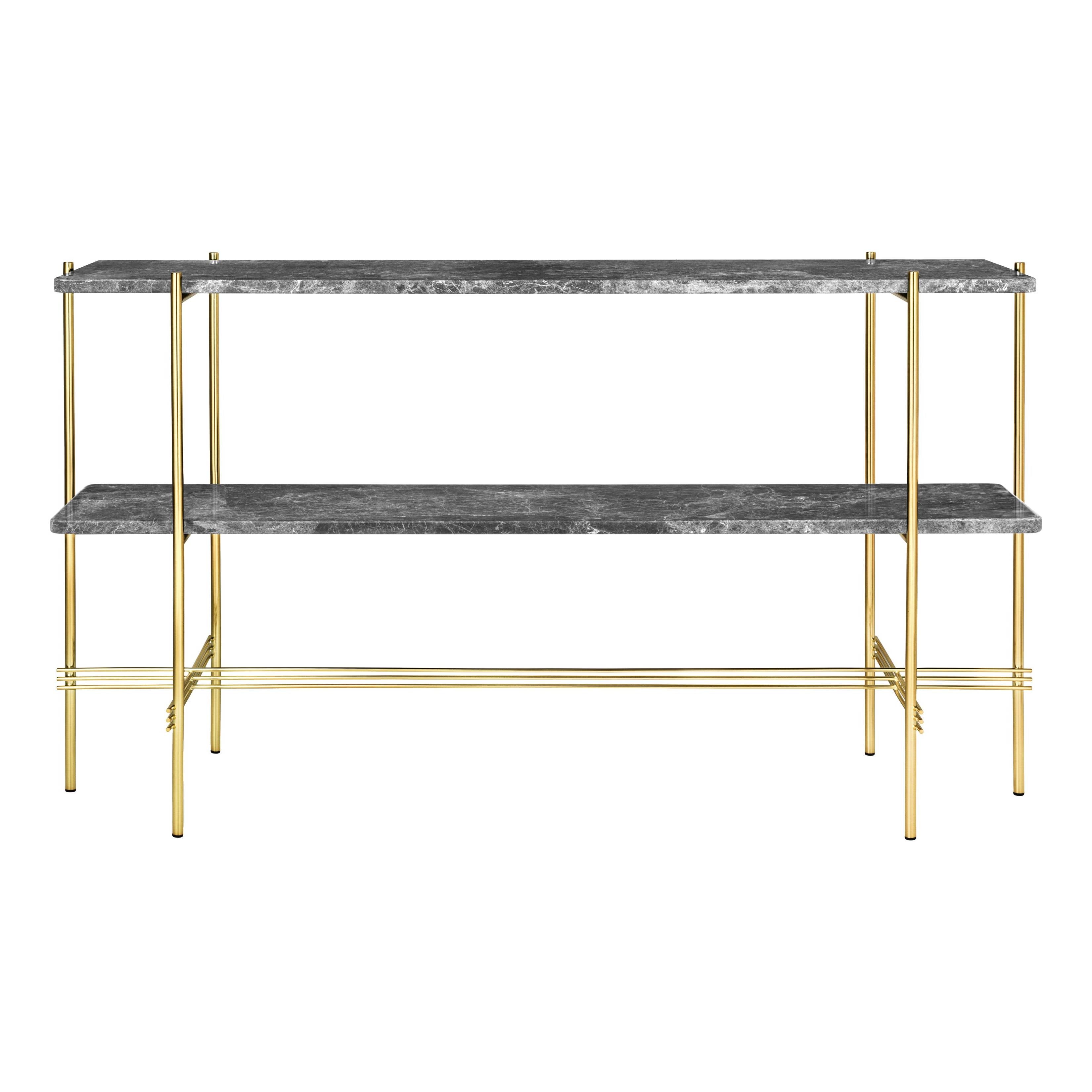 TS Console: 2 Racks + Brass Base + Grey Emperador Marble