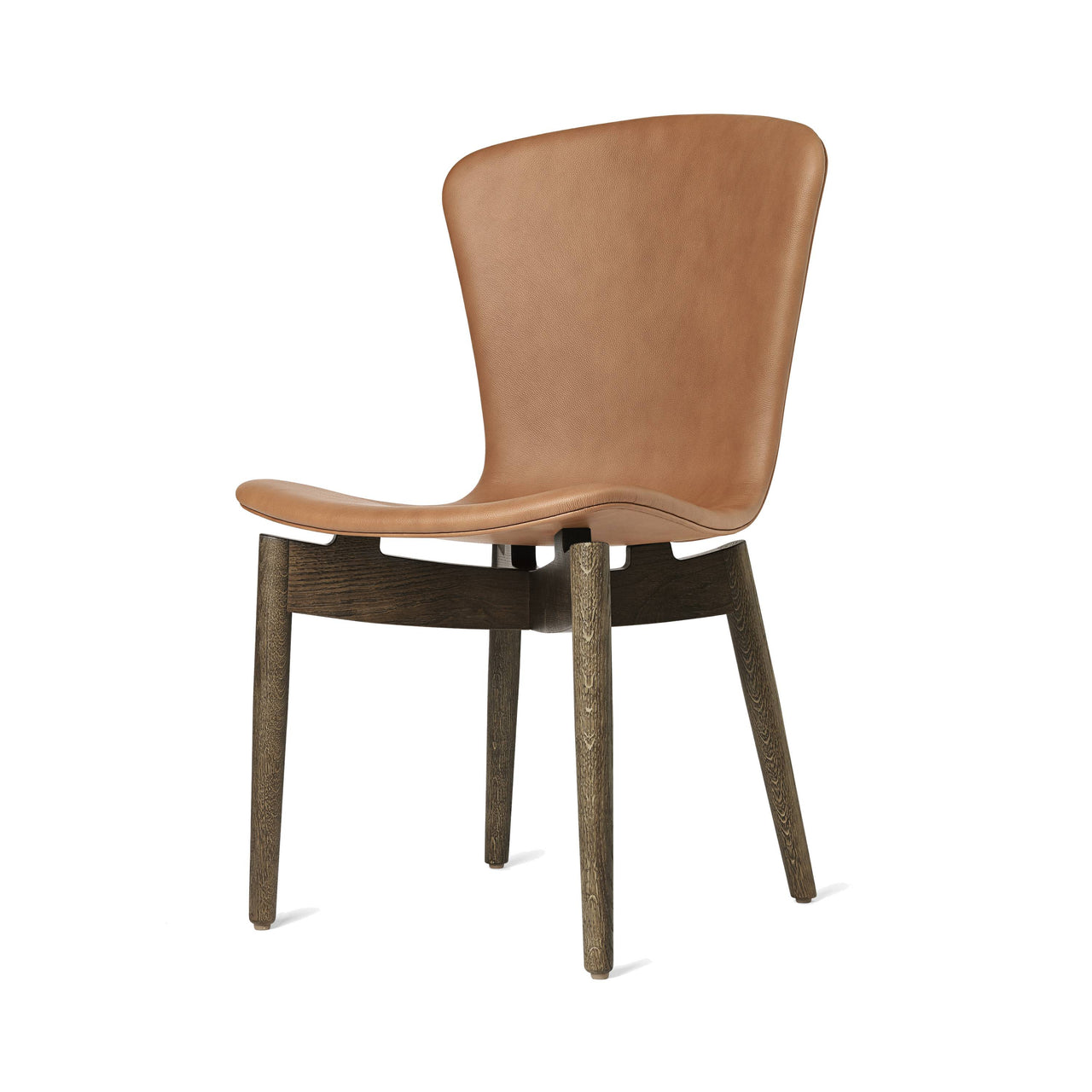 Shell Dining Chair: Sirka Grey Oak + Ultra Brandy Leather
