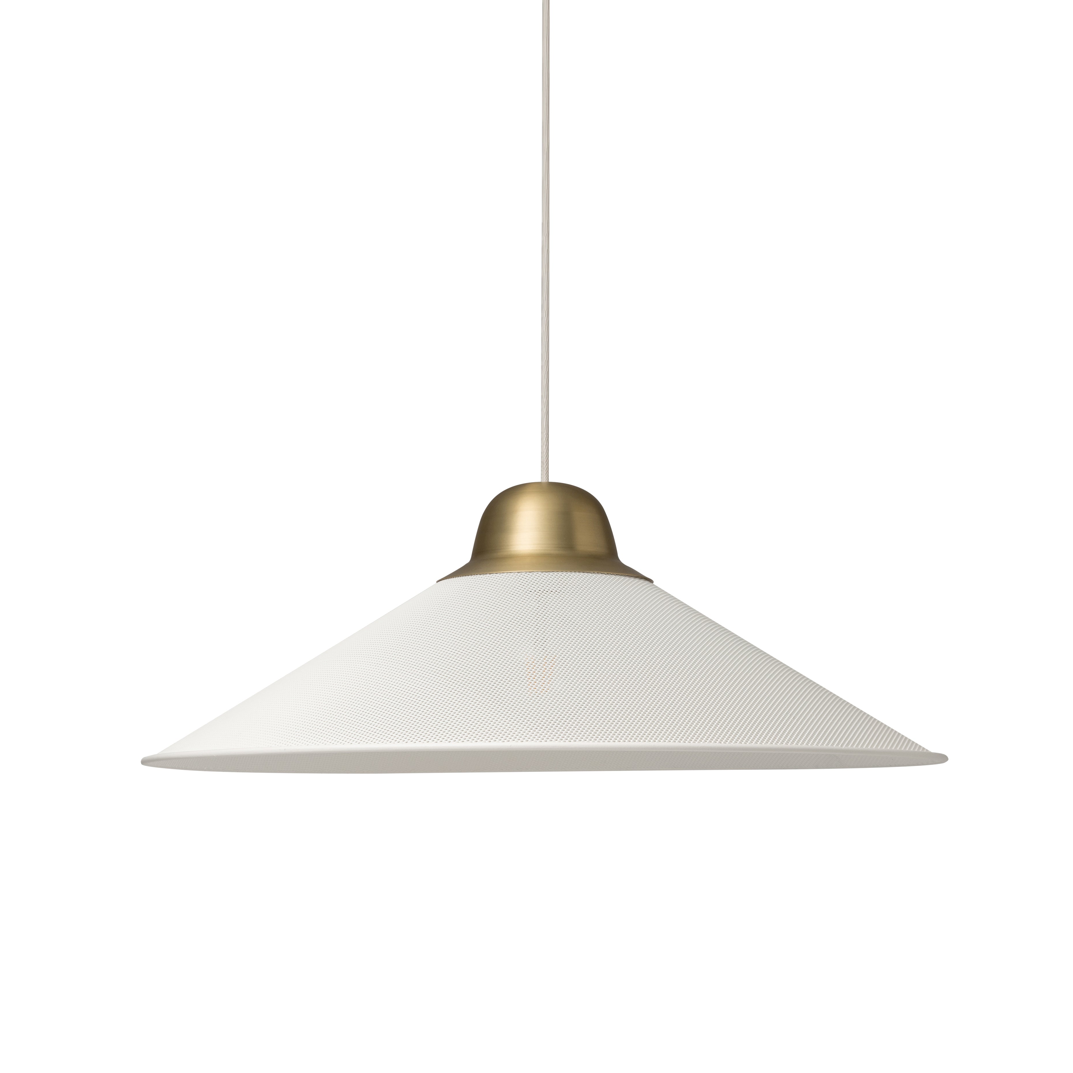 Aura Pendant Light: Large + White + Brass