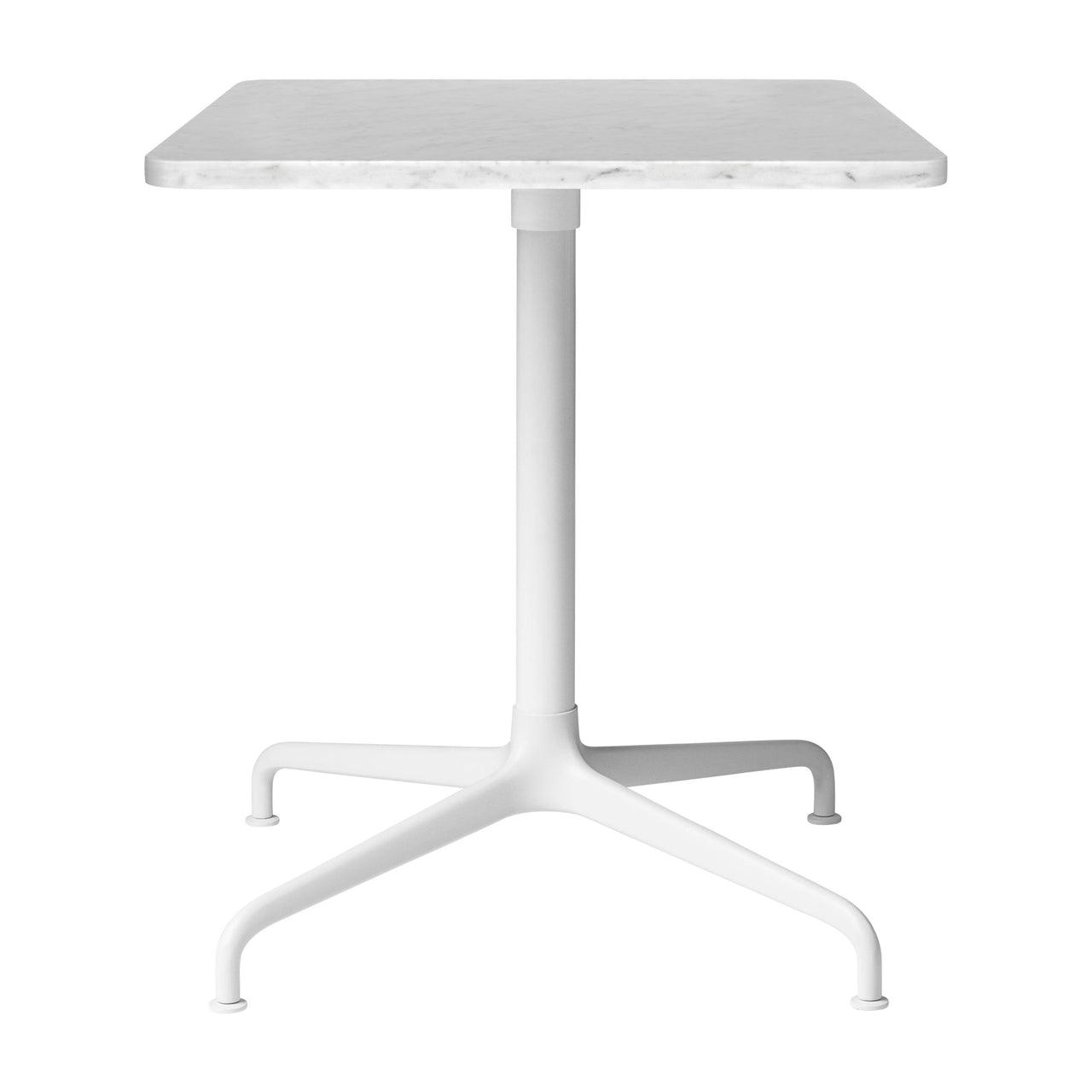Beetle Lounge Table: Square + Small + White Carrara Marble + Soft White Semi-Matte Base