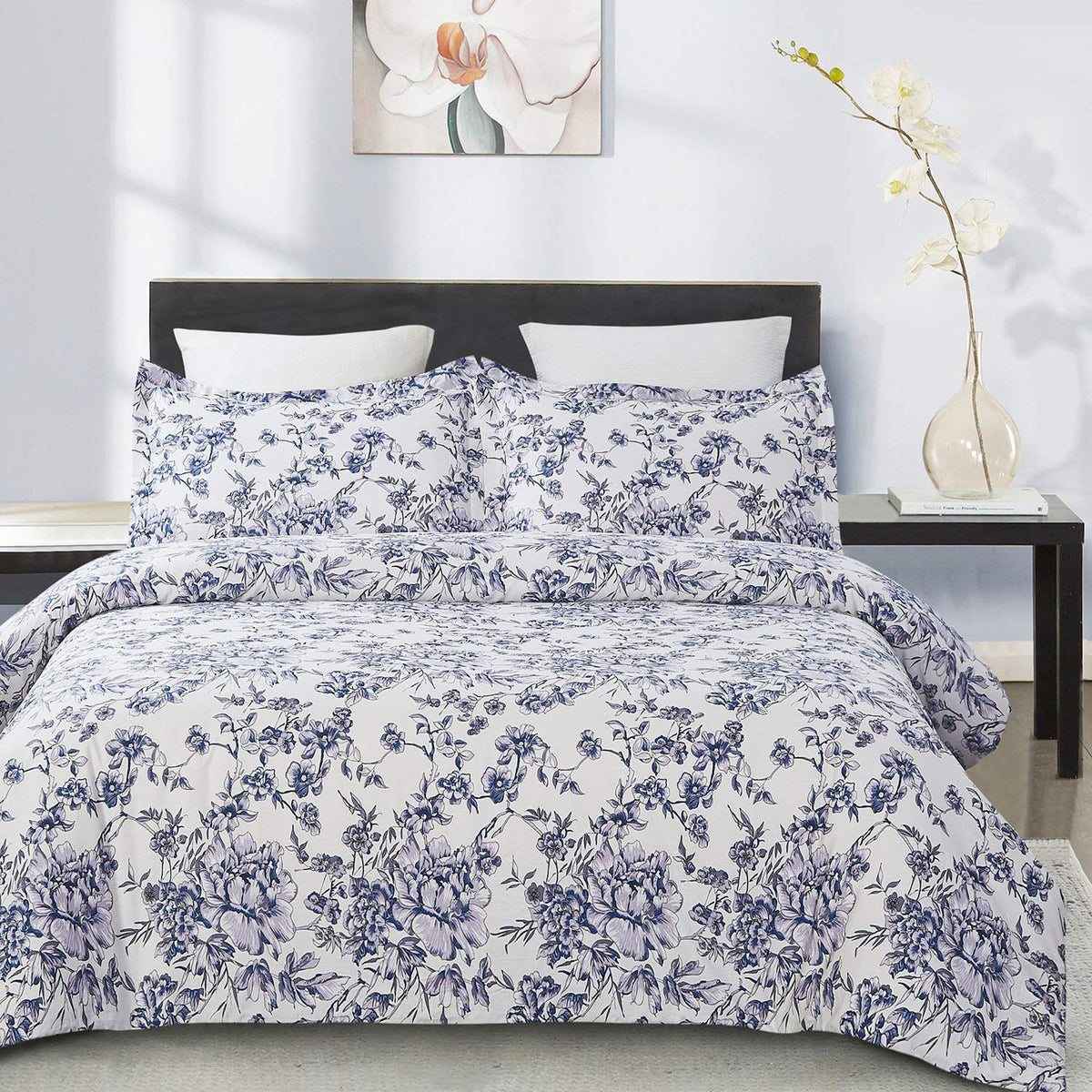 100 Percent Cotton Duvet Cover Sets Blue Flower Cbs235 Vaulia