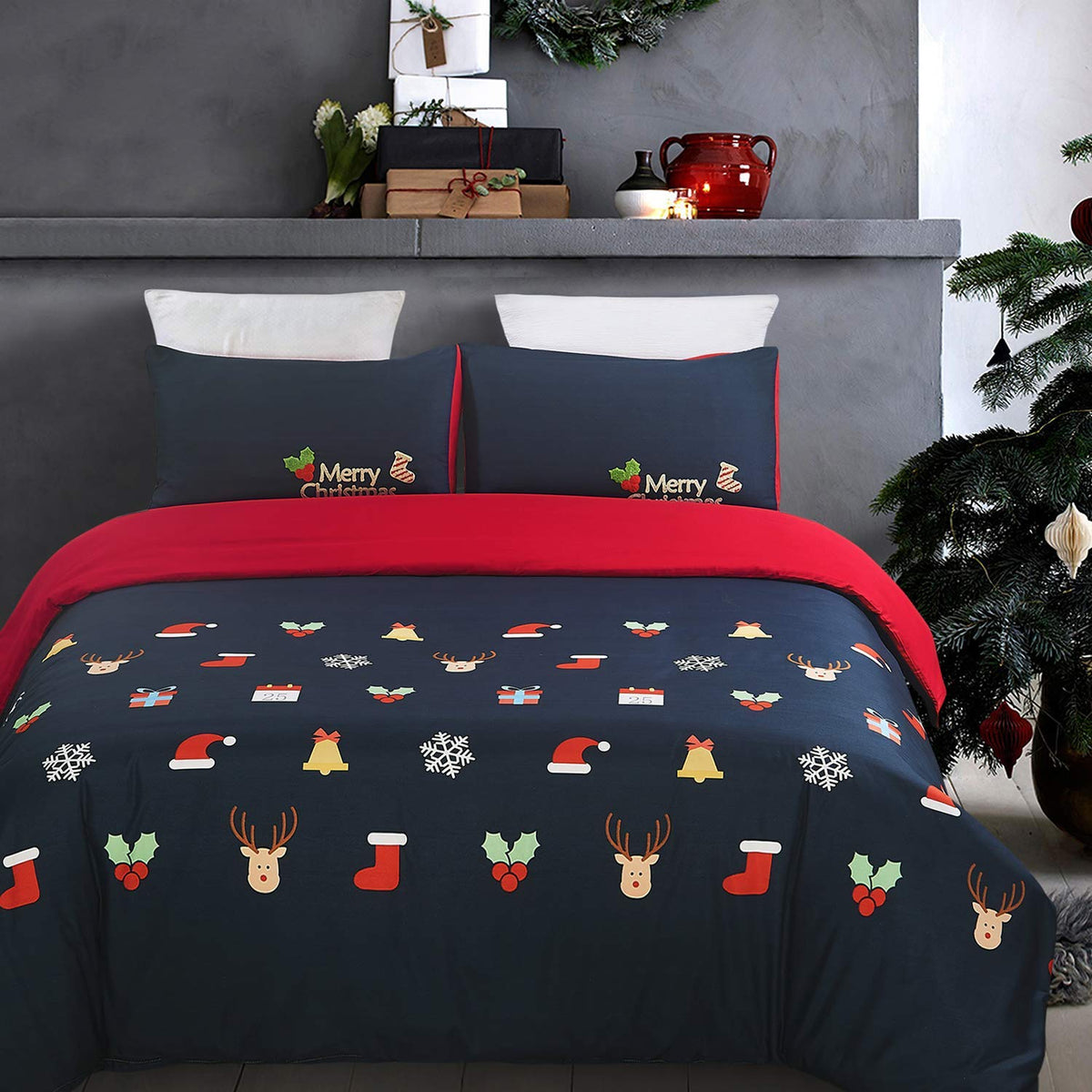 Microfiber Duvet Cover Set Print Pattern Design For Christmas