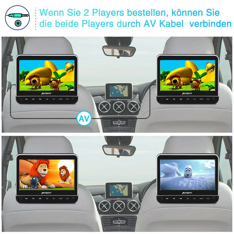 10,1 Zoll HD Kopfstützen Auto DVD Player Kinder Fernseher, Klapp Design mit Kopfhörer, Unterstützt HDMI-Eingang, AV-Ein und Ausgang, USB/SD