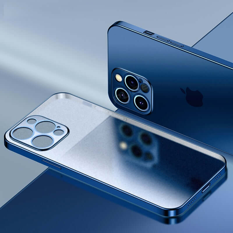 transparent frame matte case for iphone 14 13 11 12 pro max mini xr x xs 7 8 plus se soft silicone shockproof luxury plating phone cover all colours