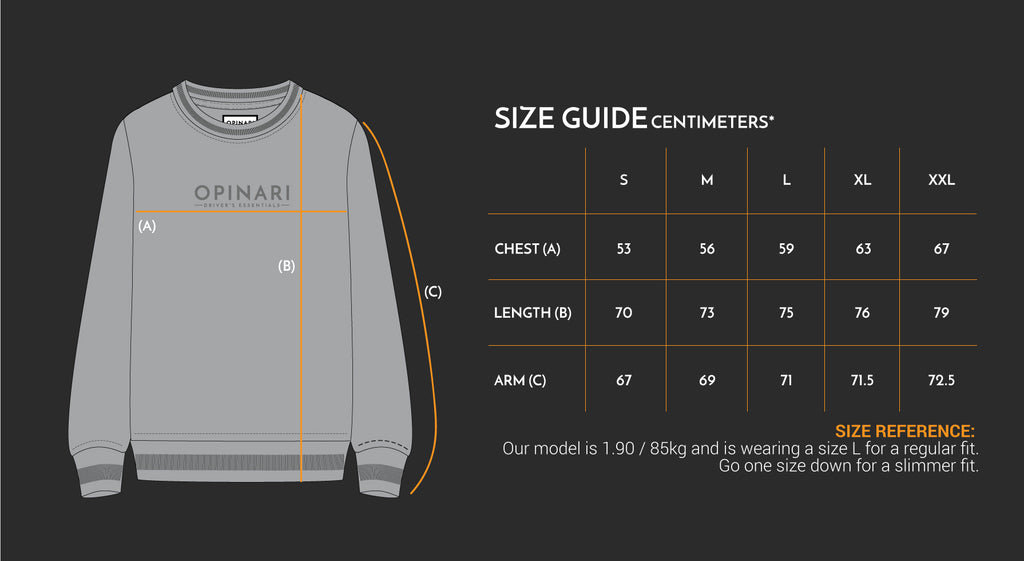 Sweater size guide OPINARI