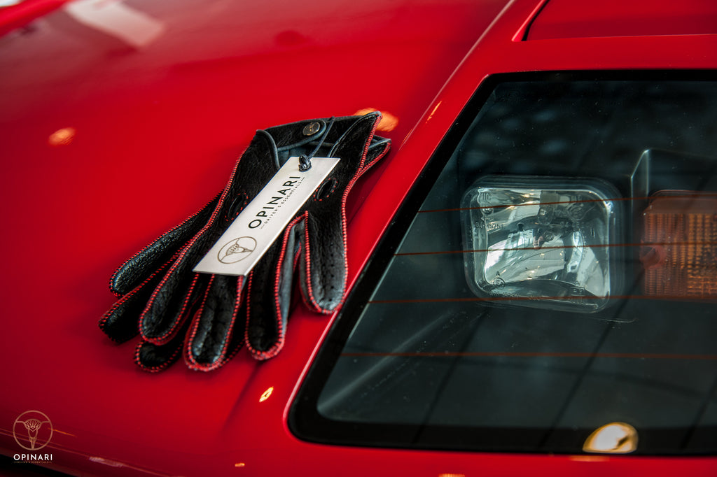 Red driving gloves Ferrari