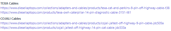 Links to Purchase Cables
