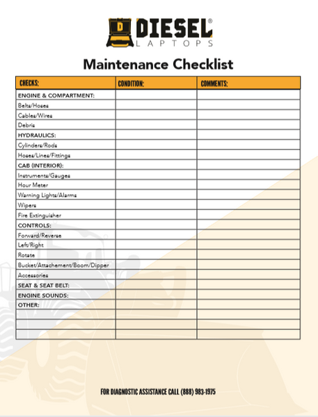 Heavy Equipment Maintenance Checklist