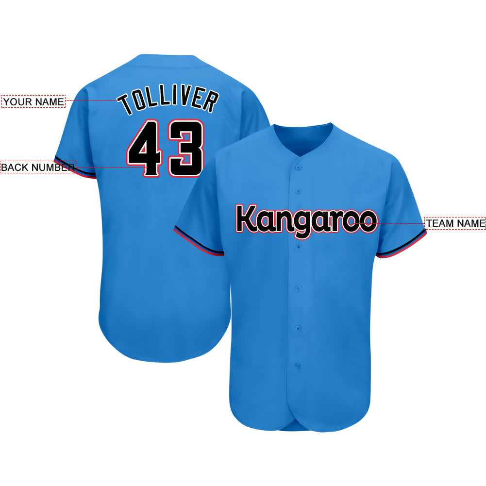 blue and orange baseball jersey