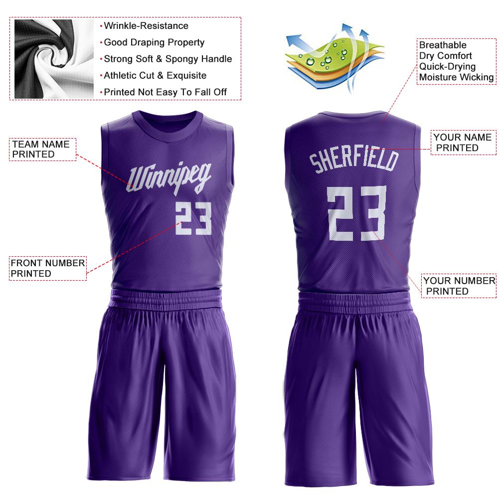 purple and white basketball jersey