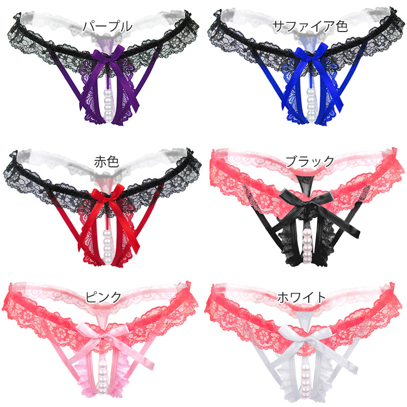 レース蝶結び玉パンツ/Lace Bow Beads Undies