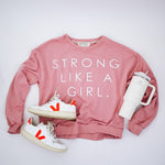 STRONG LIKE A GIRL | in pink | Drop Shoulder Oversized Pullover | ADULT