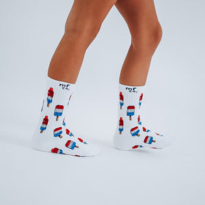 
            
                Load image into Gallery viewer, Socks | retro tube | all over patriotic popsicles  | red &amp;amp; blue
            
        