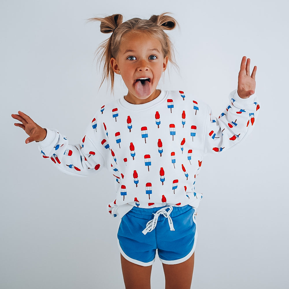 PATRIOTIC POPSICLE | Oversized Kids Drop Shoulder Pullover | Kids