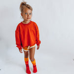 Socks | Knee High | red + orange + yellow  horizontal stripes