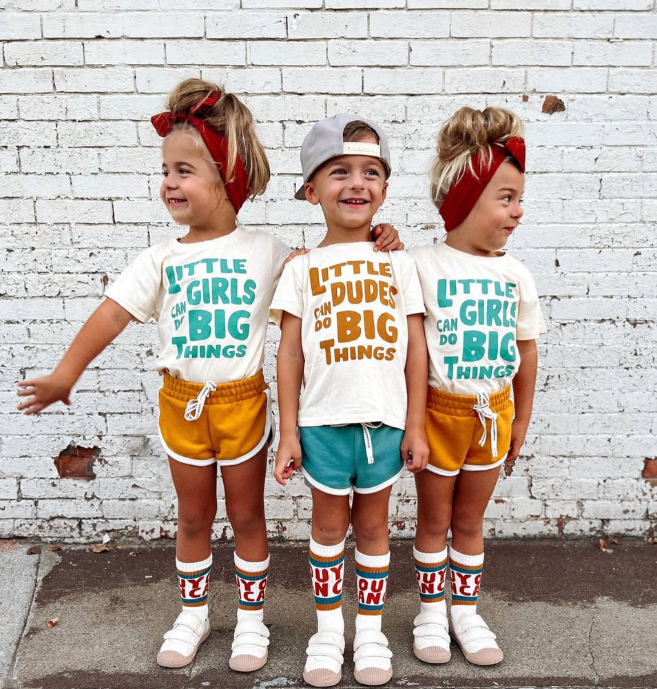LITTLE DUDES CAN DO BIG THINGS in caramel | Kids Tee
