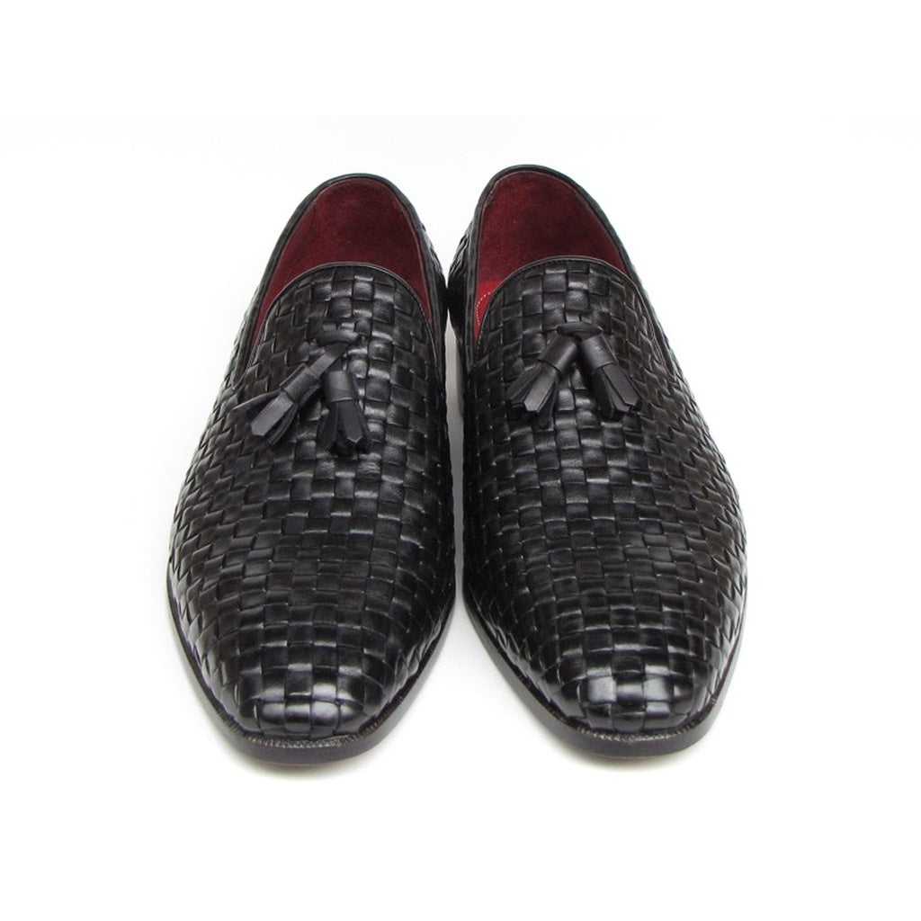 mens black woven loafers