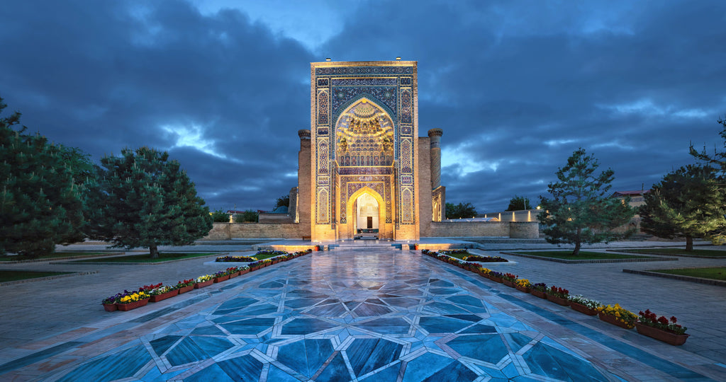 The picture-perfect Gur-e-Amir mausoleum in Samarkand, Ubekistan.