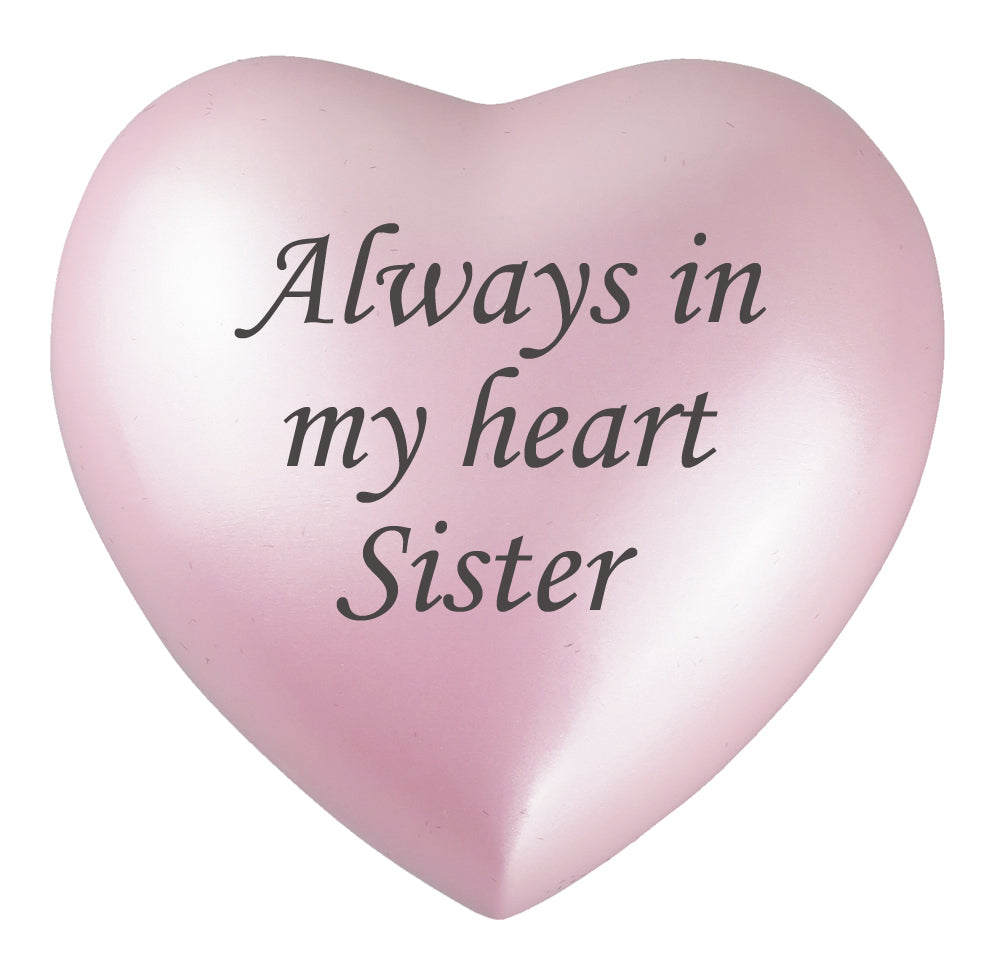 Always In My Heart Sister Pink Heart Brass Keepsake Urn Love To Treasure