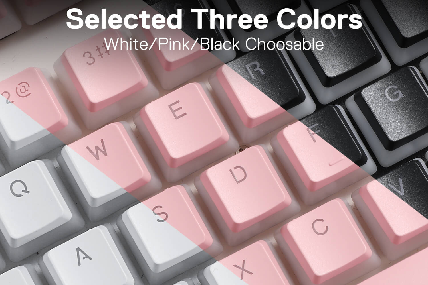 White, pink and black three colors pudding keycaps