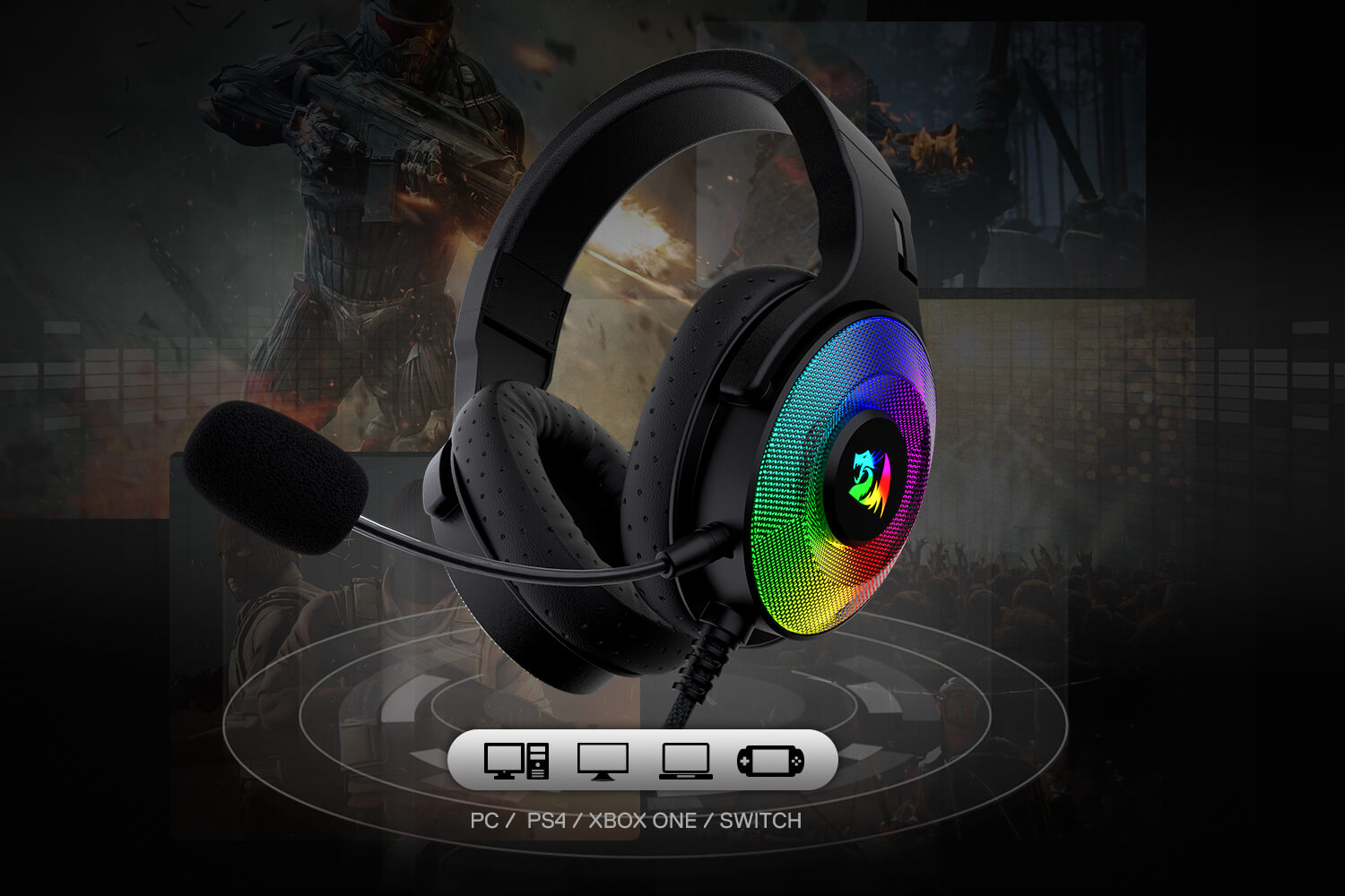 Over-Ear Headphones Works for PC/PS4/XBOX One/NS