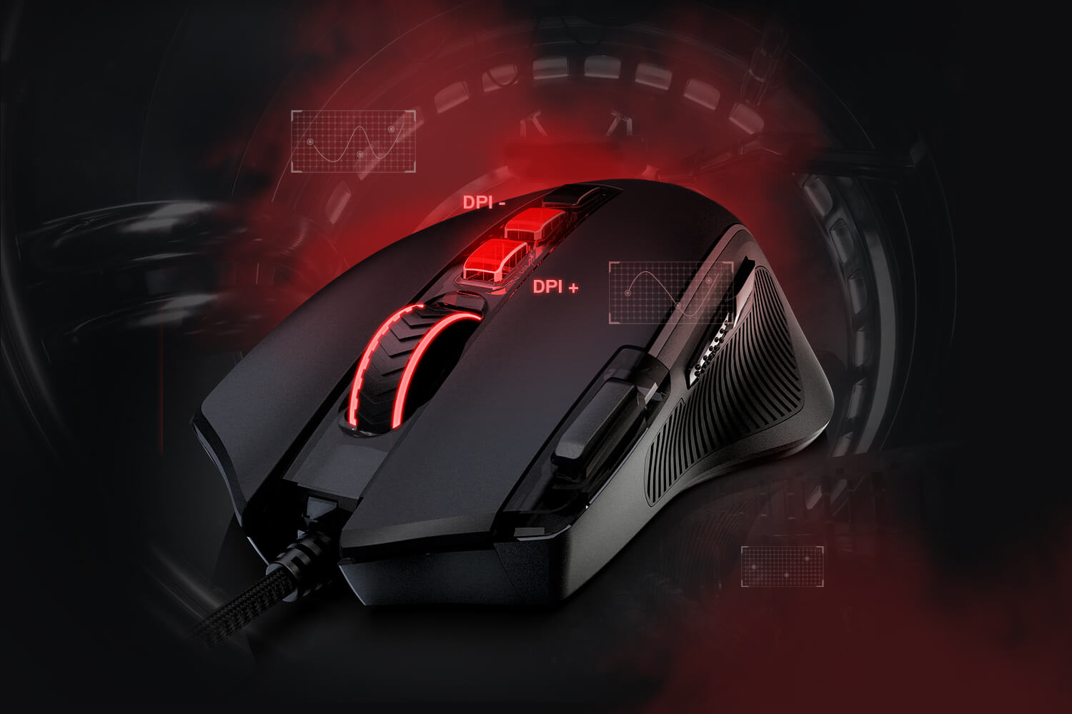 8000 DPI Wired Optical Gamer Mouse with  11 Programmable Buttons & 5 Backlit Modes