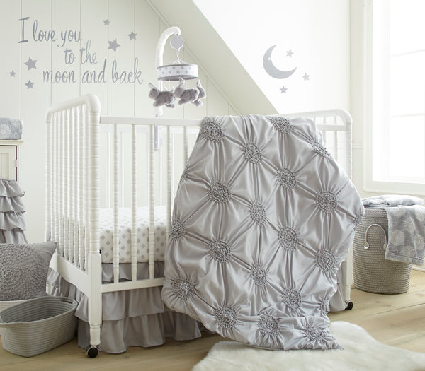 grey crib set