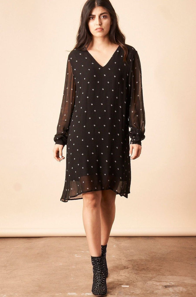 SYMBOLOGY BABY CACTI SHIFT DRESS IN BLACK + CREAM