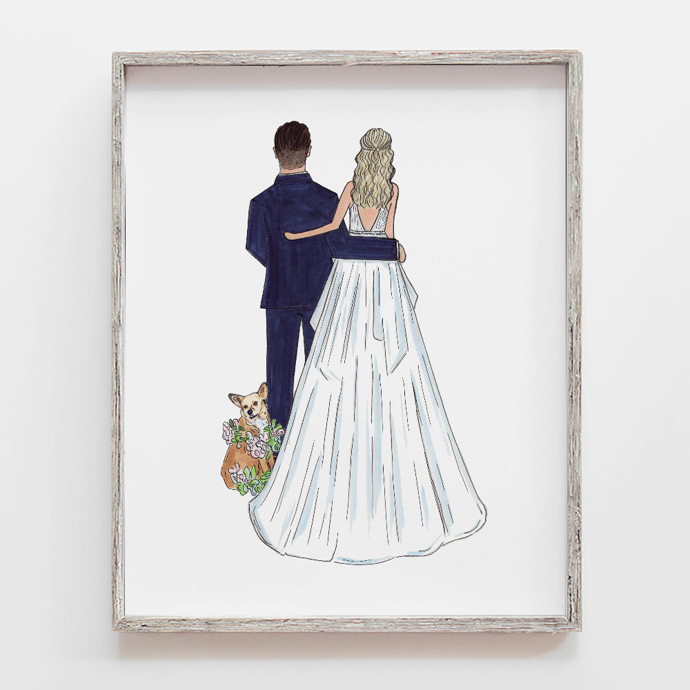 Custom Drawn Bride and Groom Gift | JesMarried