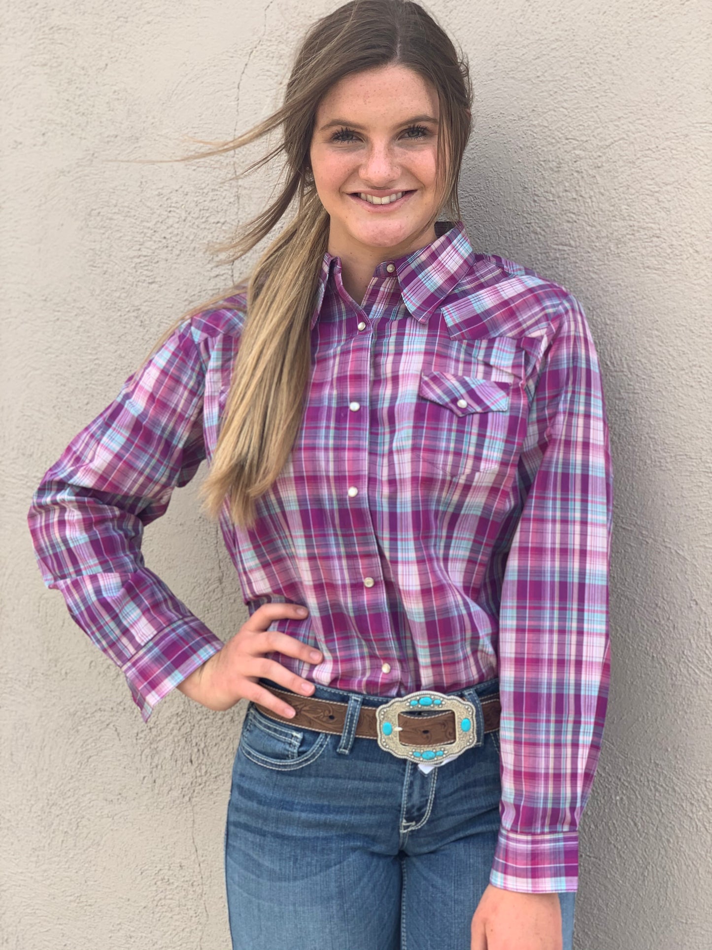 Women's Wrangler Multi-Color Plaid Western Snap Shirt (Multiple Colors)