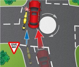 Third party exits roundabout in wrong lane