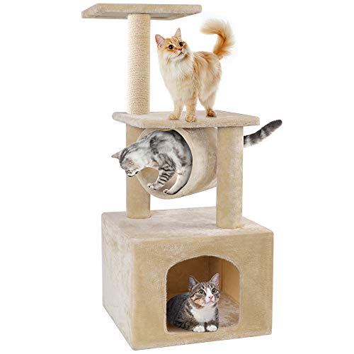 BEAU JARDIN Cat Condos and Towers for Large Cats Heavy Duty Cat Tree for Big Cat with X-Large Perch and Condo Cat Tree House with Scratching Post Cat Activity Trees Scratch Climbing Tower Kitty Condos 