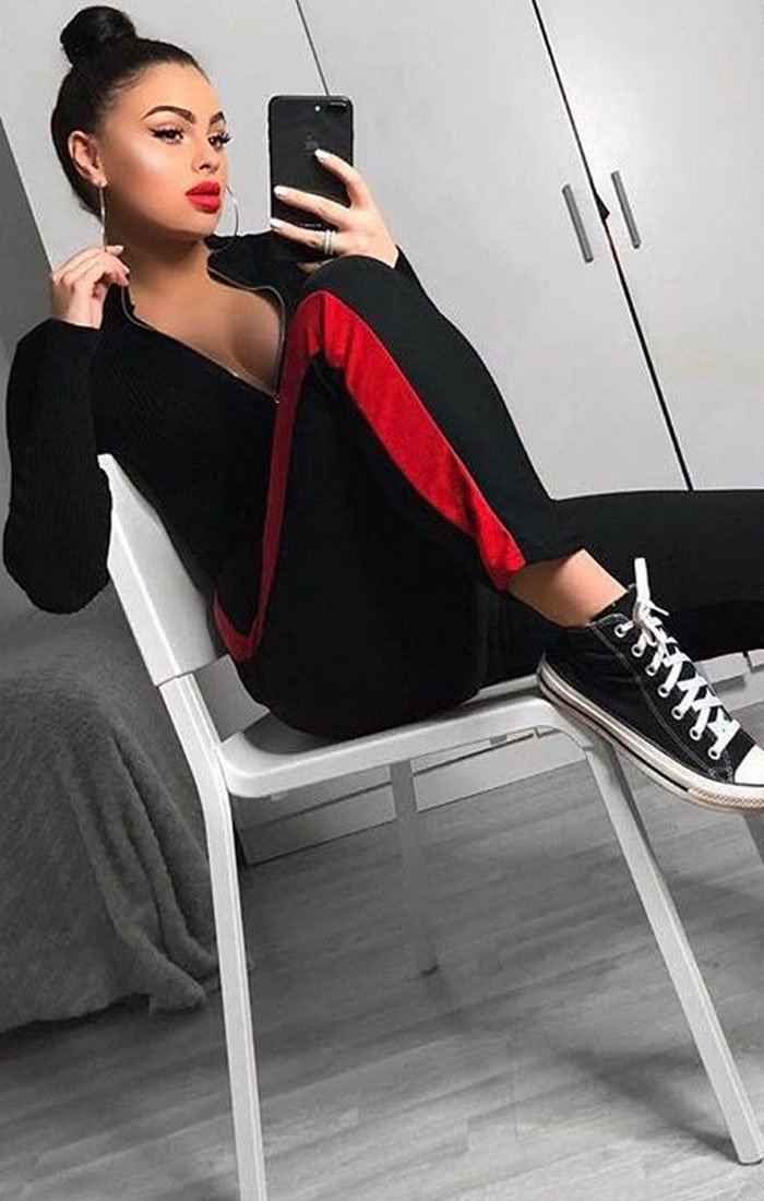 Black And Red Striped Trousers - Louise