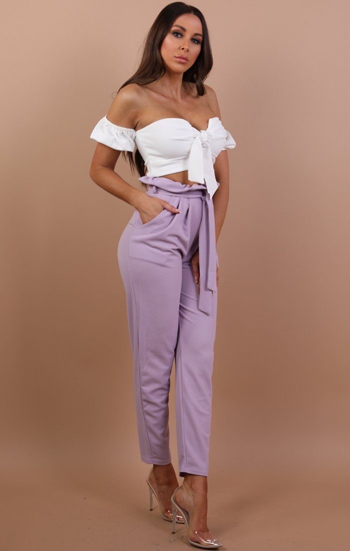 Lilac Paper Bag Slim Fit Trousers - Laurie